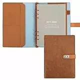 Skycase A5 Ringbuch aus PU-Leder, 6-Ring Loseblatt-Notizbuch, Nachfüllbarer Planer & Ordner, Braun – Elegantes Notizbuch für Büro, Schule und Studium