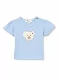 Steiff T-Shirt Kurzarm EU Größe 68 Chambray Blue, Klassisches Sommer Shirt für Mädchen, Teddybärmotiv, Weich, Waschmaschinenfest