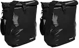 Fischer Fahrrad Gepäckträgertasche Kurier, Fahrradtasche, Umhängetasche, Reflektor, 18 Liter, wasserabweisend, schwarz (Packung mit 2)