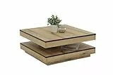 Hela Tische, Funktionscouchtisch Wohnzimmertisch Ben, Quadratisch, Holzwerkstoff melaminbeschichtet, Tischplatte drehbar 360°, Evoke Eiche, 78 x 78 x 34cm