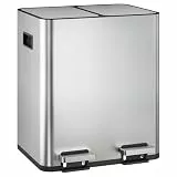 WLIVE Mülleimer Küche 30L, Mülltrennsystem mit 2 x 15L Fächern, Doppel Abfalleimer mit Treteimer, Edelstahl Abfallsammler für Küche, Bad oder Büro, geruchsdicht und platzsparend