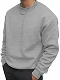 PrinStory Sweatshirt Herren Pullover Baumwolle Langarmshirt Mit Rundhals Freizeit Strickpullover Causal Sweater Warm (Grau Meliert, XL)