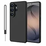 ORDA für Samsung Galaxy S26 Ultra Hülle Silikon mit Lanyard, Kratzfest Handyhülle für Samsung S26 Ultra Dünn Rundumschutz mit Microfiber-Innenfutter Stoßfest Schutzhülle Case Schwarz