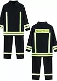 Foxxeo Feuerwehr Kostüm für Kinder - verschiedene Größen von 92 bis 158 - Feuerwehrmann Kostüm für Jungen Fasching Karneval, Größe 92-98