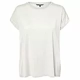 VERO MODA Damen Einfarbiges Stretch T-Shirt Basic Rundhals Top Oberteil Tief Angesetzte Schultern VMAVA