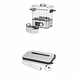 WMF Lono 2in1 Sous Vide Garer Pro mit Slow-Cook Einsatz, Vakuum garen, Schongaren, Wasserbhälter 6,0l, 1500 W + Vakuumierer mit Folienrolle und 5 Beutel, 30 cm Doppel-Schweißnaht, 5