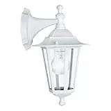 EGLO Außen-Wandlampe Laterna 5, 1 flammige Außenleuchte, Wandleuchte aus Aluguss und Glas, Farbe: Weiß, Fassung: E27, IP44