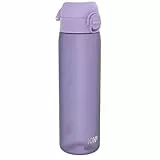 ion8 Trinkflasche, 500 ml, Auslaufsicher, Einhandöffnung, Sichere Verriegelung, Spülmaschinenfest, BPA-frei, Tragegriff, Klappdeckel, Leicht zu Reinigen, Klimaneutral, Lila