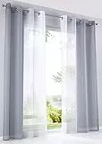 2er Pack Gardinen Vertikal Farbverlauf Druck Transparent »Modena« mit Ösen und Raffhalter, Vorhang, Dekoschal HxB 225x140 cm Grautöne, 10000183