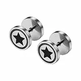 Cupimatch Fake Tunnel Hip Hop Ohrringe - Herren Edelstahl Fake Plugs Earrings Unisex Runde Ohrringe Fake Gauges Hantel Ohrstecker für Männer Frauen, Silber