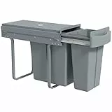 HOMCOM Abfalleimer für die Küche, 30 l, mit 2 herausnehmbaren Fächern, Mülleimer unter der Spüle mit mattiertem Deckel, reibungsloses Gleiten und Griff, für Abfall und Recycling, Grau