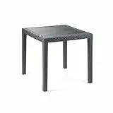 Quadratischer Outdoor-Tisch, Struktur aus Hartharz mit Rattan-Effekt, Made in Italy, 80 x 80 x 72 cm, Farbe Anthrazit