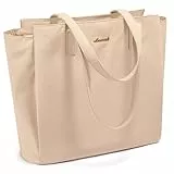 LOVEVOOK Handtasche Damen Mittelgroß Shopper Tasche Mit Reißverschluss Tote Bag Women Laptoptasche 14 Zoll Arbeitstasche Lehrertasche Einkaufstasche Schultertasche für Schule Uni Büro Reisen, Rosa