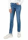 Staccato Mädchen Skinny Jeans Regular Fit - elastisch, weitenverstellbarer Bund, 5-Pocket-Style - Farben: Grau, Blau, Dunkelblau, Größen: 92-176 (as3, Numeric, Numeric_92, Regular, Mid Blue Denim)