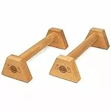 WOODPOWER® PowerBars Holz-Parallettes für Liegestütze, Handstände, Yoga & Calisthenics, rutschfest, für Indoor & Outdoor, gelenkschonend, Körpergewichtstraining (XS Long, Classic)