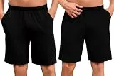 Uniexcosm Schlafanzughose Herren Kurz Sommer Schlafshorts Pyjamahose Baumwolle Bermudahose Shorty Schlafhose für Männer 2 Pack Schwarz XXL