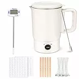 KIYTARBOO Elektrischer Wachsschmelzer für Kerzenherstellung, Kerzen Selber Machen Set Zubehör mit Wachsschmelztopf, Thermometer, Kerzendochte, Docht Aufkleber, Dochthalter und Rührlöffel