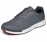 Skechers Herren Tempo wasserdichte Golfschuhe Sneaker, Grey Synthetic/Red Trim, 42.5 EU