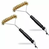 2 Stück Grillbürste Messing, Grill Bürste Reinigungsbürste Grillrost, Wärmedämmung & Rutschfestem, Messing Grillbürste für Gussrost, Grill bürste für Gasgrill, Holzkohlegrill, Elektrogrill