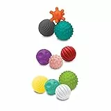 INFANTINO - Set mit 10 texturierten Bällen für Babys - Sensorikspielzeug - Mehrere Farben, Größen und Formen - Förderung der Motorik - Weiche Materialien - BPA-frei - Babygeschenk - Ab 6 Monaten +