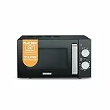 Severin Mikrowelle mit Glasboden (Flatbed), zum Auftauen und Erhitzen, Mikrowellengerät mit großer Nutzfläche für eckiges Geschirr, Schwarz-Silber, MW 7761