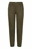ICHI IHKATE Jacquard Damen Hose Stoffhose mit Eingrifftaschen Paspeltaschen Gummizug leicht elastisch Regular fit, Größe:L, Farbe:Black/Lizard Herringbone (203618)