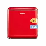 Comfee' RCD50RE2EURT(E) kleiner Kühlschrank, 47 Liter, Retro-Design, Mini-Kühlschrank mit Mono-Tür, einstellbarer Thermostat, leise, geeignet für Zuhause, Büro und Hotel, Rot [Energieklasse E]