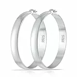 Rajputana Creolen Silber Groß 925 Für Damen 8mm Breite Large Hoop Earrings Hypoallergene Echt Silber Creolen Große Für Frauen Leichte Klobige