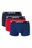 Lacoste Herren 3-Pack Strech Cotton Boxershorts, Marine/Rouge-Methylene, L