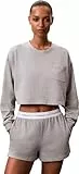 Calvin Klein Damen Logo Jersey Short LV00QS7517 Schlafhose, Grau (Grey Heather), M, Grau (Grau meliert), M