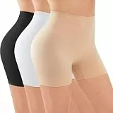 SIHOHAN Radlerhose Damen kurz, Unterhosen mit Bein Boxershorts Damen Kurze Leggings Shorts, Unterziehhose Hose unter Kleid Radler Unterwäsche, hohe Taille und Bequem(Schwarz+weiß+beige-1,M)