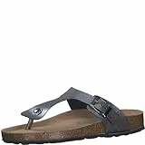 MARCO TOZZI Damen Pantoletten Zehentrenner aus Leder, Metallisch (Steel), 41 EU