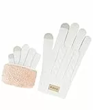 Bobelle Wear Alpaka Handschuhe Damen,Winterhandschuhe Touchscreen Wollhandschuhe,Thermohandschuhe Warm Fleece Skihandschuhe (Weiß)