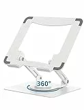 SOUNDANCE Laptopständer mit 360° drehbarer Basis, Ergonomische Computererhöhung für Schreibtisch, Einstellbare Höhe, Faltbare Laptophalterung, Stabile Unterstützung 10-15,6 Zoll Notebook, Weiß