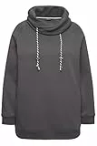 Ulla Popken Damen große Größen Übergrößen Plus Size Sweatshirt, weiter Stehkragen, Taschen, Raglan-Langarm Graphitgrau 54+ 713963110-54+