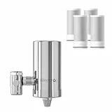 Waterdrop WD-FC-06 Wasserhahn aus Rostfreiem Stahl, Kohleblock Wasserfiltersystem, Leitungswasserfilter, Entfernt Chlor, Schwermetalle und Schlechten Geschmack (4 Filter Enthalten)