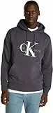 Calvin Klein Herren Hoodie Seasonal Monologo Regular aus Baumwolle, Grau (Ebony), M