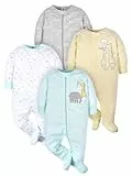 Gerber Baby - Unisex 4er-Pack Sleep'N Play Strampler und Kleinkind-Schlafanzüge Animals, Grün, 0–3 Monate