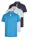 TOM TAILOR Poloshirt Herren Kurzarm Baumwolle Regular Fit 3er Set-Pack Shirt Sommer Basic Einfarbig, Größe:XXL, Farbe:Vallarta Blue (28853)
