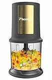 Bestron elektrischer Multi-Zerkleinerer, Universalzerkleinerer mit zwei Schneidemessern & 500ml Kapazität, große Pulstaste, 3.000 U/min, AKC200GP, Golden Platin Kollektion, Farbe: Gold/Mattgrau