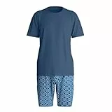 CALIDA Relax Streamline Kurz-Pyjama, Schlafanzug Herren, aus 100% Baumwolle Atlantic Blue 50