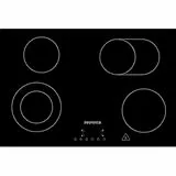 Respekta Rahmenloses Glaskeramikkochfeld autark/Einbaukochfeld mit 4 Kochzonen / 9 Leistungsstufen/Touch Control/Bräterzone & 2-Kreis Kochplatte/Timer / 77 cm/in schwarz/KM 7700-28