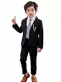 LOLANTA 2-teiliges Jungen festlichen Anzug Set, Kinder Blazer & Hosen Outfit, Freizeitkleidung oder Hochzeitskleid, Schwarz, 10-11 Jahre, 150