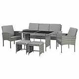 SVITA Denver Polyrattan Gartenmöbel Set Essgruppe Lounge Esstisch Grau