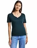 STREET ONE Damen 3227205 T-Shirt mit Herzausschnitt, Tide Blue, 46