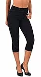 ESRA Damen Capri Jeans 3/4 Hose Sommer High Waist Jeans J740 Größe 40