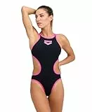 Arena One Big Logo Badeanzug für Damen, Schnelltrocknende, Sportliche Bademode aus Arena MaxLife Eco-Gewebe mit Maximaler Chlorbeständigkeit und 50+ UV-Schutz