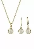 Elli Schmuckset Damen Mondstein Anhänger Elegant Schlicht in 925 Sterling Silber