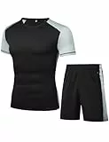 Wayleb Jogginganzug Herren Kurz Sportanzug Trainingsanzug Tracksuit Fußbal Sportbekleidung Activewear für Herren Sommer Atmungsaktiv Sporthose Laufhose Sweatshirt kurz Freizeitanzug Fitness
