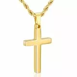 Rajputana Kreuz Kette Herren Jungen Gedrehte Kette mit Kreuz Anhänger Halskette für Männer Kreuzkette Gold Herren Taufe Christliche Ostern Geschenke Schmuck